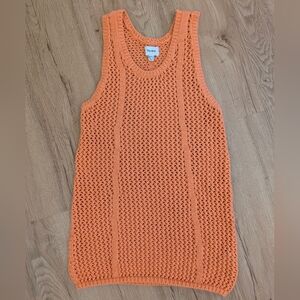 Rhythm Top Cover-up Swim Coral Orange Crotchet Size L Beach
